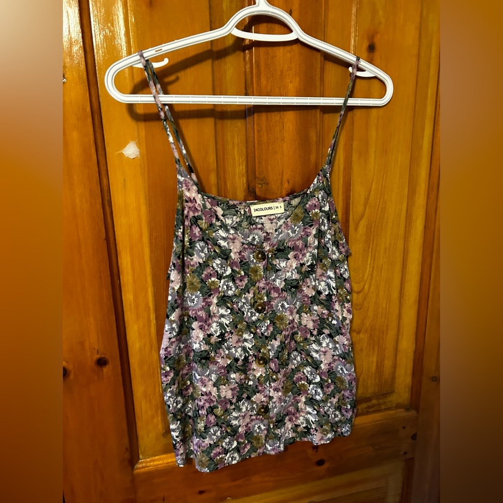 24 Colours button floral tank top size Small